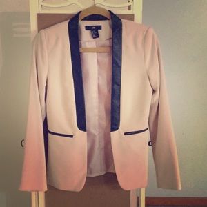 H&M fitted blazer with faux leather detail